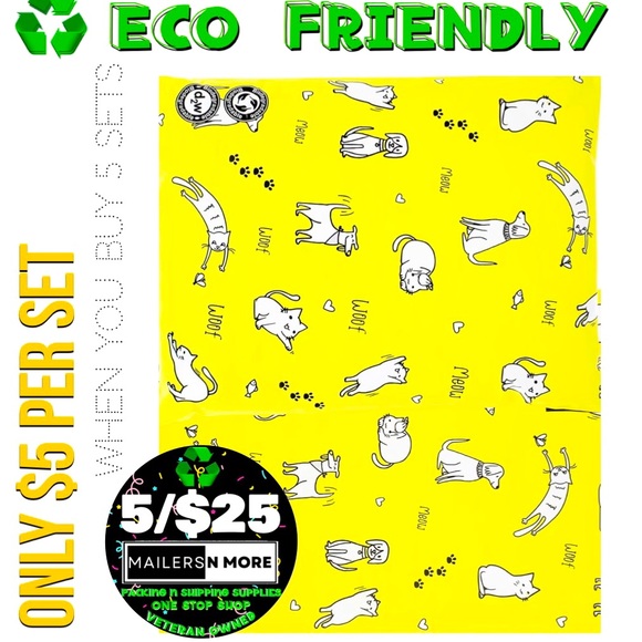 ECO FRIENDLY Mailer + Clear Bags shipping envelopes clothing Cute Pets ♻️ - Picture 1 of 3